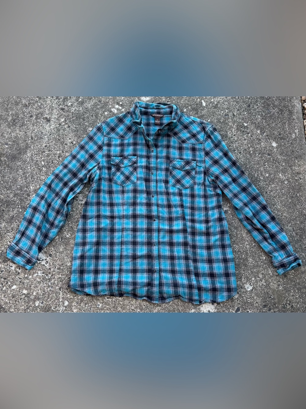 Bit & Bridle Teal and Black Plaid Button-Down Shirt